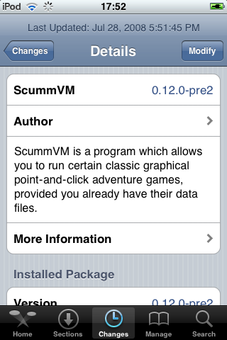 ScummVM for iPhone 2.0 released.